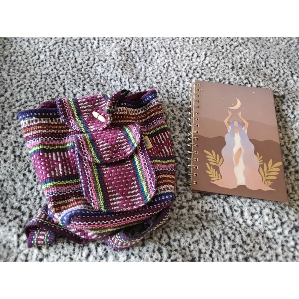 Pinzon Woven Mini Backpack & Jones Studio Affirmation Journal Bundle Purple Boho
